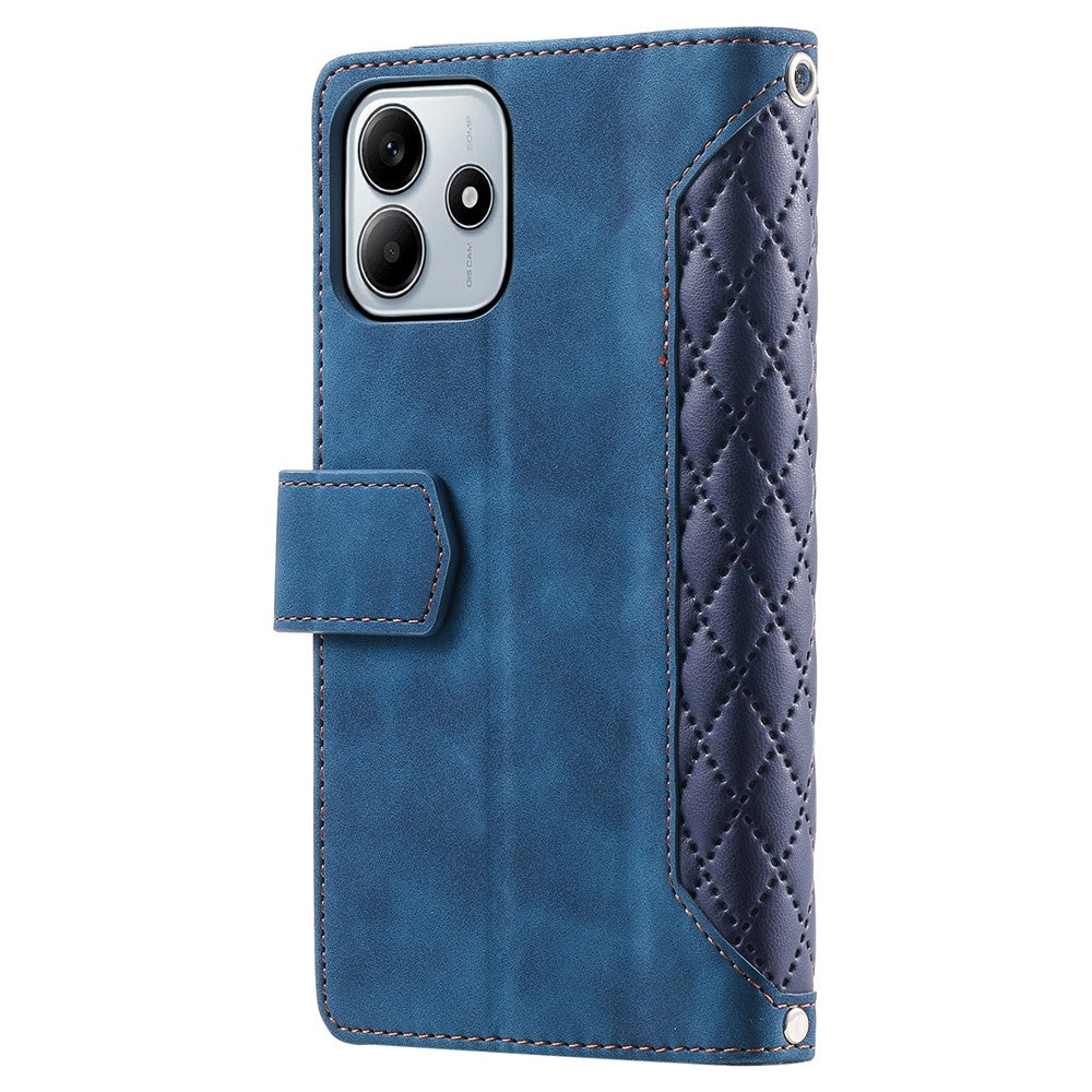 Stil 005 för Xiaomi Redmi Note 14 4G (164,84 mm) plånboksfodral med rombsömmar i PU-läder