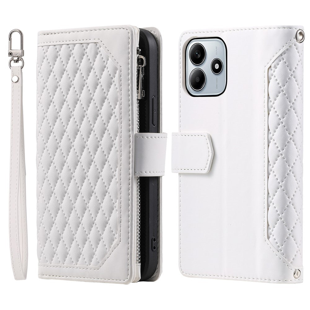 Stil 005 för Xiaomi Redmi Note 14 4G (164,84 mm) plånboksfodral med rombsömmar i PU-läder