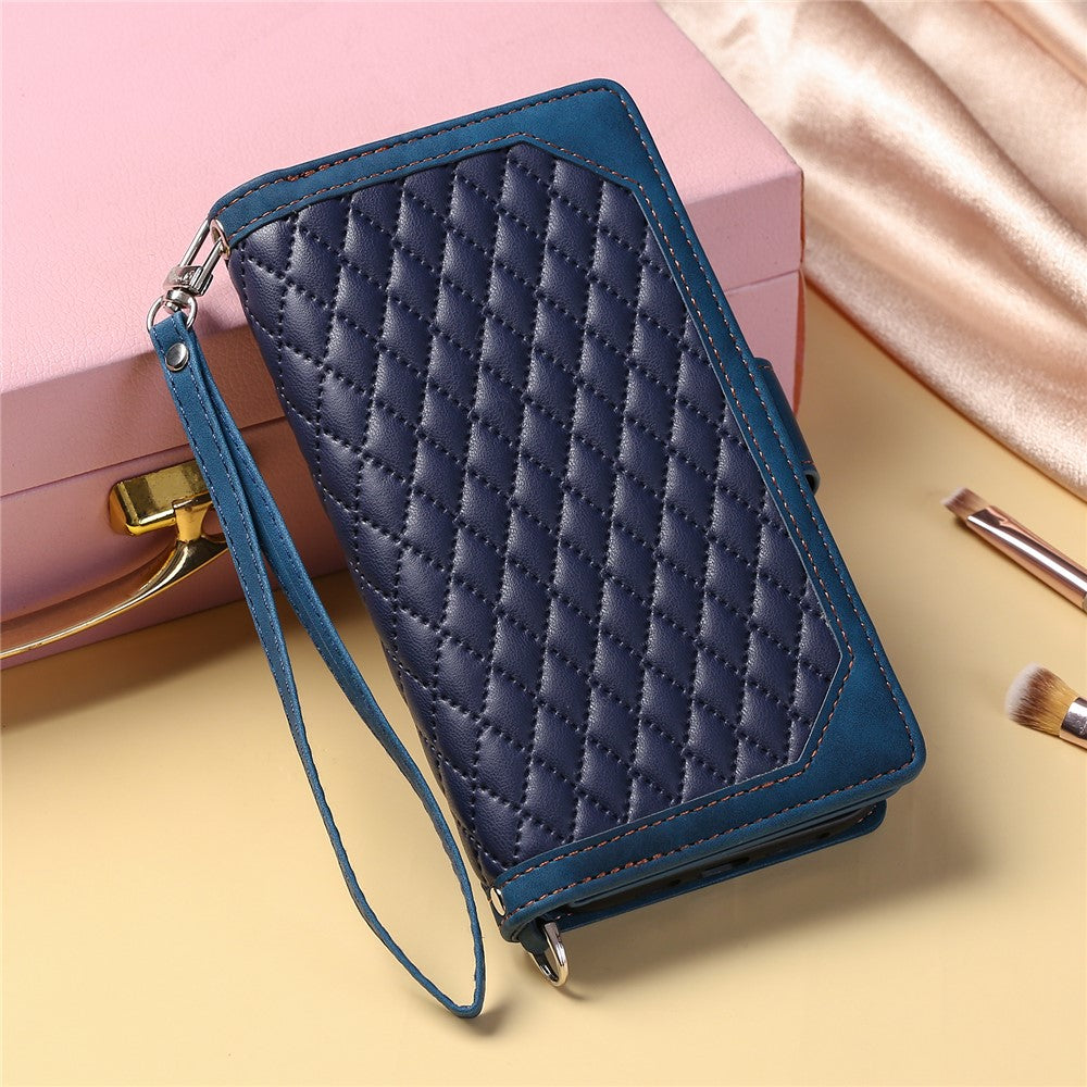 Style 005 For Xiaomi Redmi Note 14 Pro 4G Wallet Case Rhombus Stitching Line PU Leather Phone Cover
