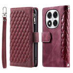 Style 005 For Xiaomi Redmi Note 14 Pro 4G Wallet Case Rhombus Stitching Line PU Leather Phone Cover
