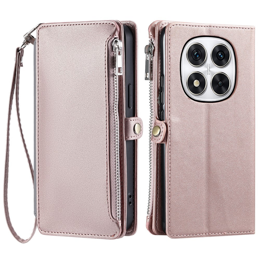 For Xiaomi Redmi Note 14 Pro 4G Case TPU + PU Leather Wallet Phone Cover with Wrist Strap