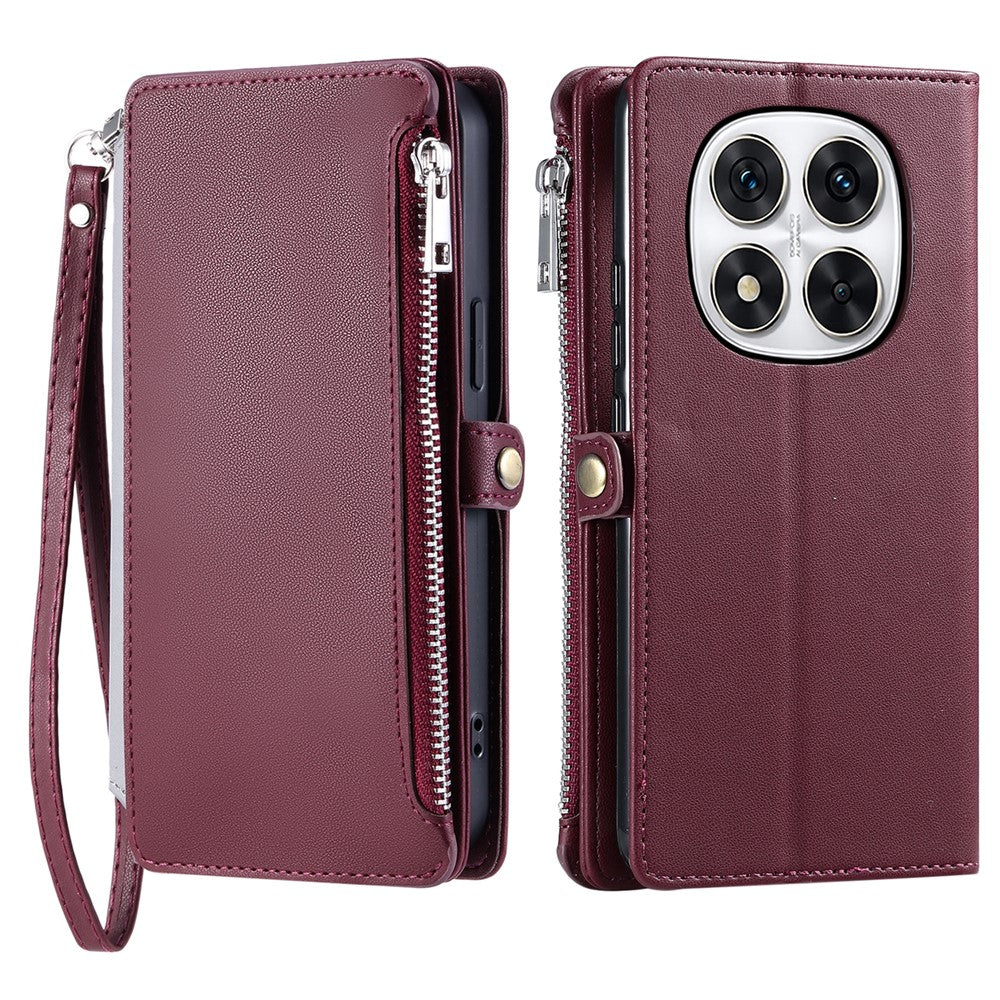 For Xiaomi Redmi Note 14 Pro 4G Case TPU + PU Leather Wallet Phone Cover with Wrist Strap