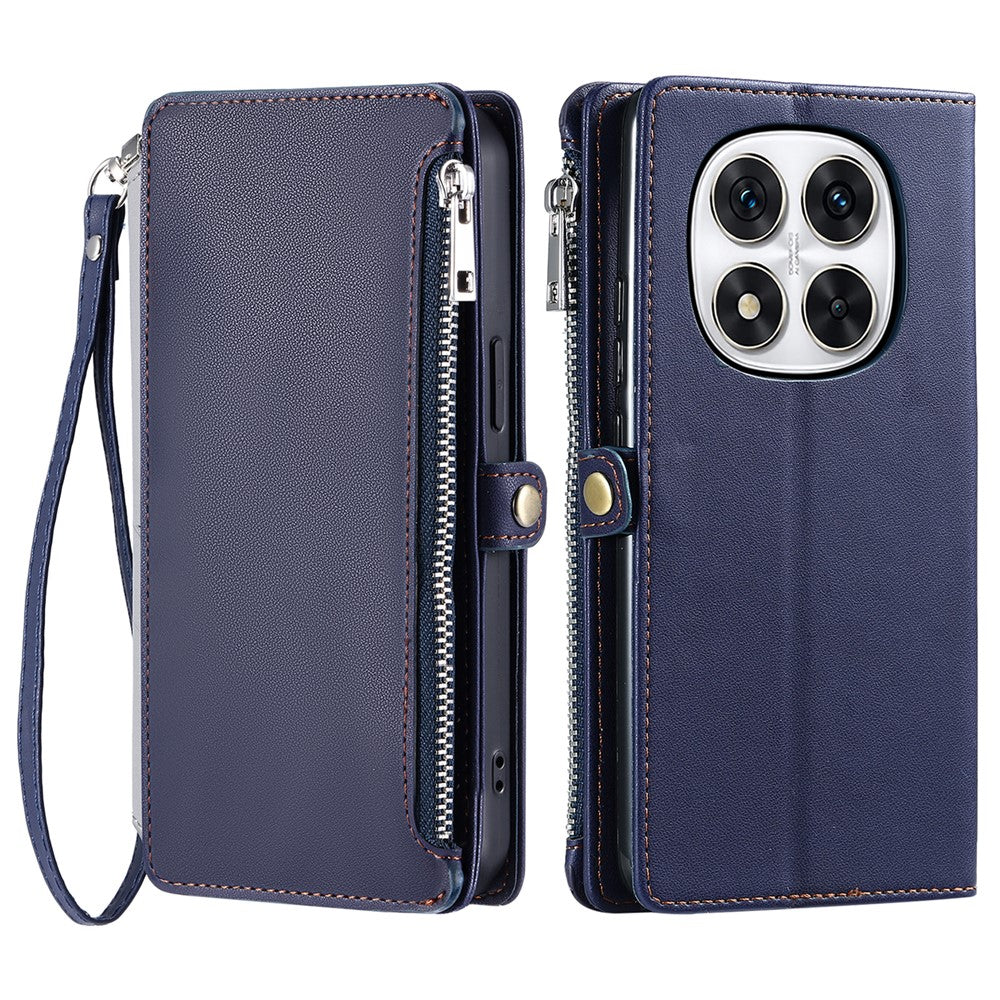 For Xiaomi Redmi Note 14 Pro 4G Case TPU + PU Leather Wallet Phone Cover with Wrist Strap