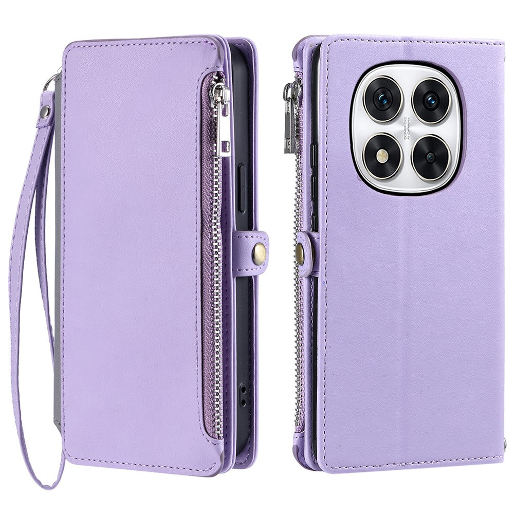 For Xiaomi Redmi Note 14 Pro 4G Case TPU + PU Leather Wallet Phone Cover with Wrist Strap