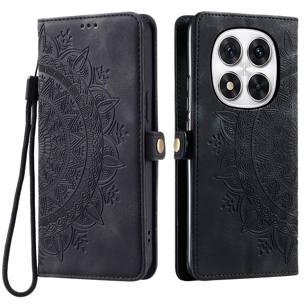 Style 016 For Xiaomi Redmi Note 14 Pro 4G Case Skin Feel Totem Imprinted Wallet Leather Phone Cover
