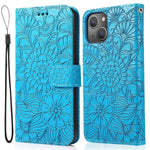 Anti-drop Phone Case for iPhone 13 mini 5.4 inch, Imprinted Flower Pattern Stand Flip Leather Wallet Cover with Strap