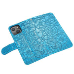 Anti-drop Phone Case for iPhone 13 mini 5.4 inch, Imprinted Flower Pattern Stand Flip Leather Wallet Cover with Strap