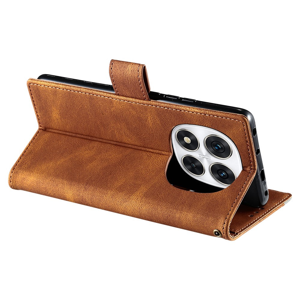 For Xiaomi Redmi Note 14 Pro 4G Leather Case Splicing Stitching Wallet Phone Cover with Wrist Strap