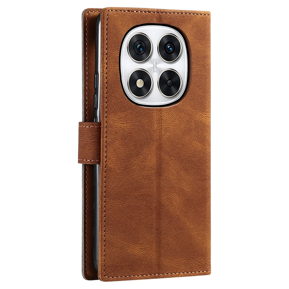 For Xiaomi Redmi Note 14 Pro 4G Leather Case Splicing Stitching Wallet Phone Cover with Wrist Strap