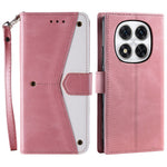 For Xiaomi Redmi Note 14 Pro 4G Leather Case Splicing Stitching Wallet Phone Cover with Wrist Strap
