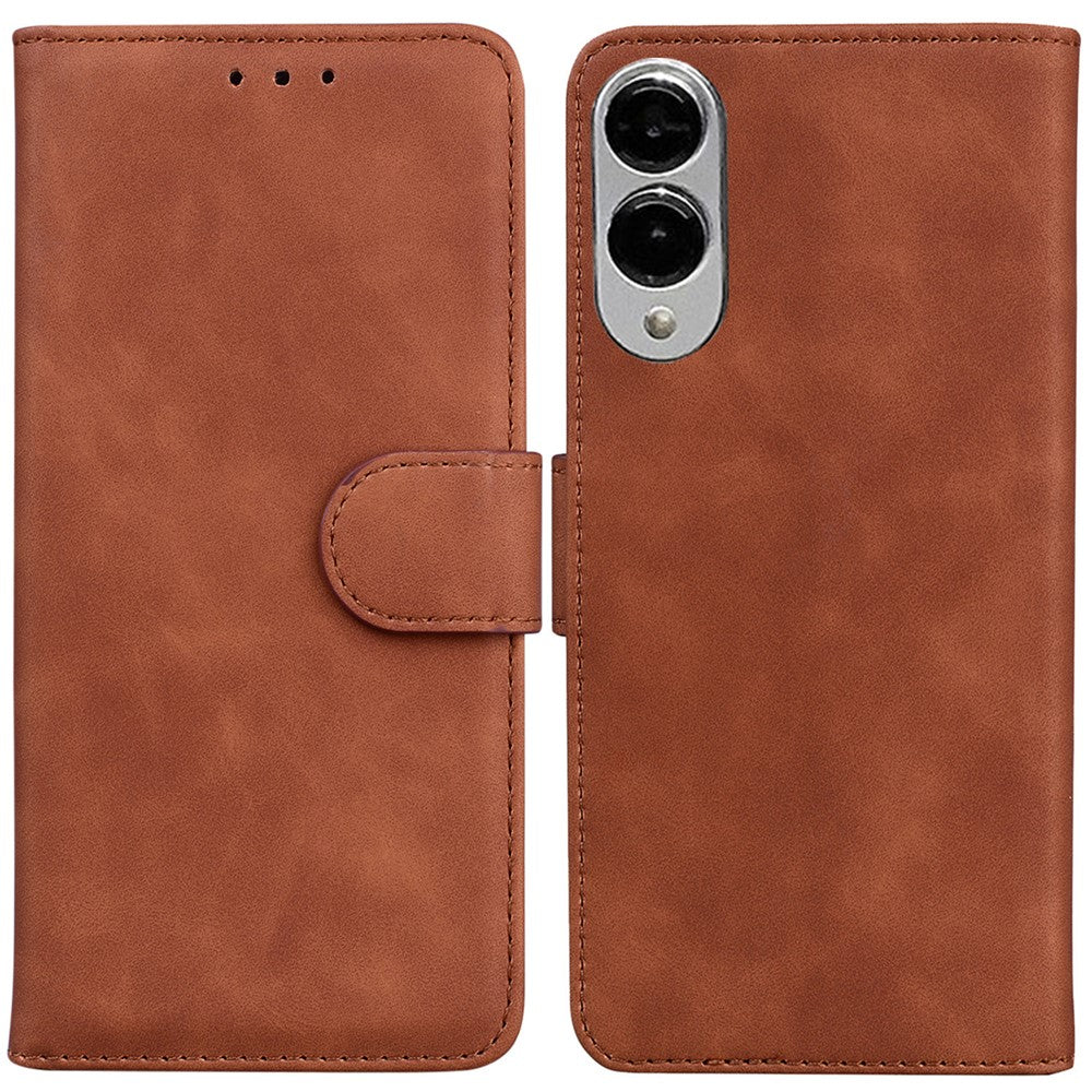 For Samsung Galaxy S25 Edge Case Solid Color Leather Wallet Phone Cover