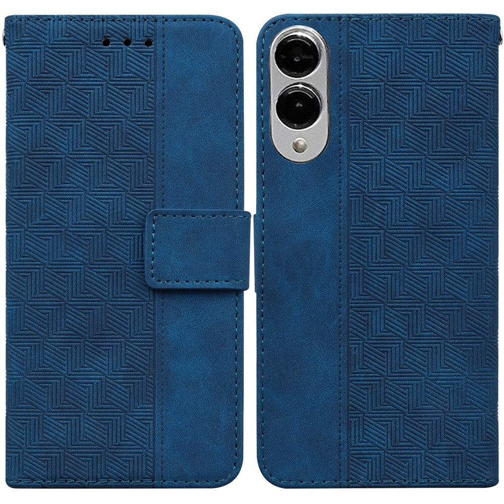 For Samsung Galaxy S25 Edge Case Geometry Pattern Leather Wallet Phone Cover with Wrist Strap