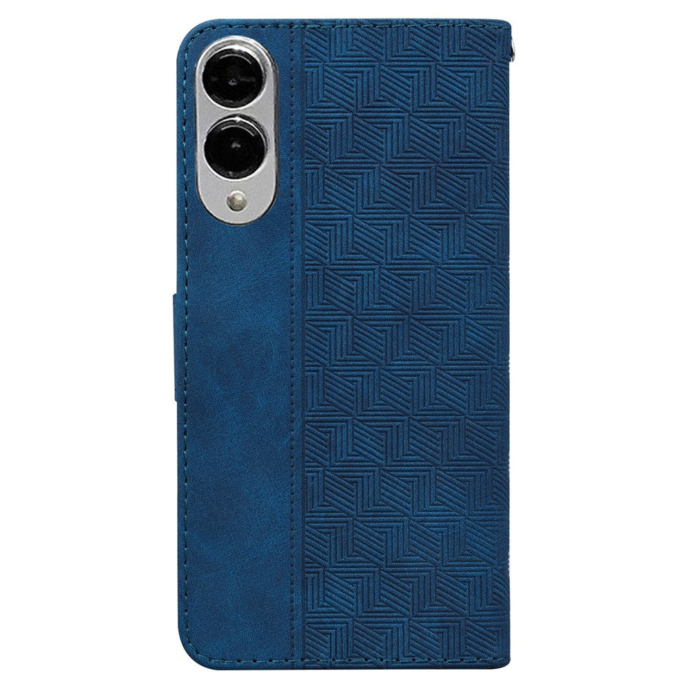 For Samsung Galaxy S25 Edge Case Geometry Pattern Leather Wallet Phone Cover with Wrist Strap