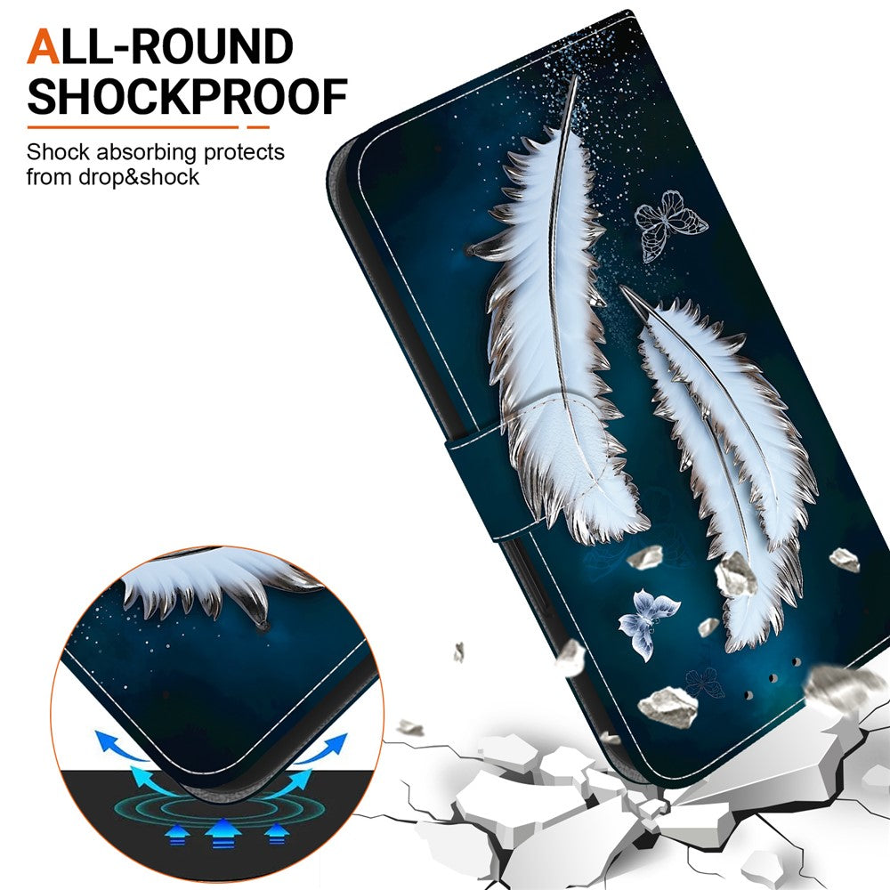 Til Samsung Galaxy S25 Edge cover med mønstertryk, anti-fald, læder flip pung telefoncover med snor