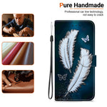 Til Samsung Galaxy S25 Edge cover med mønstertryk, anti-fald, læder flip pung telefoncover med snor