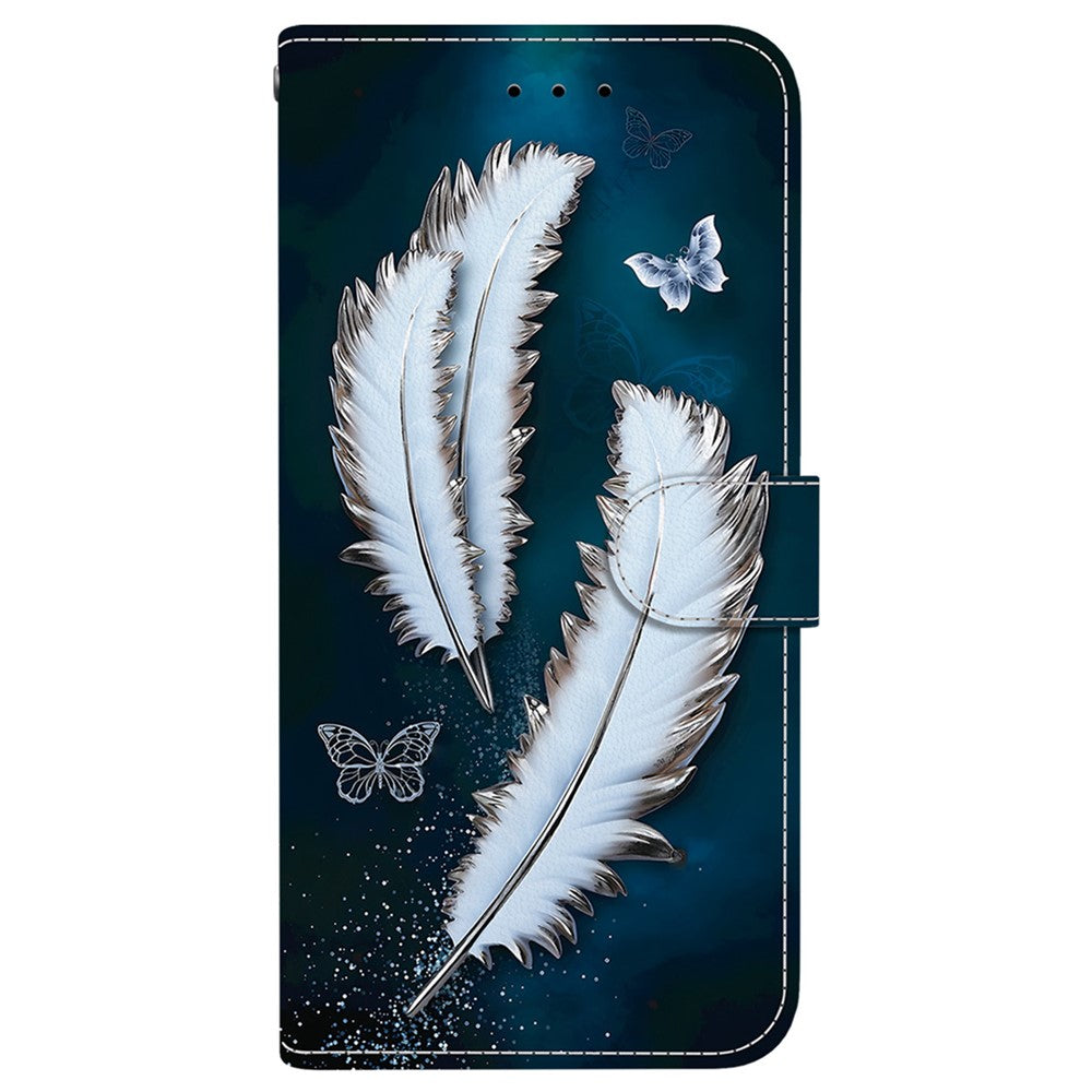 Til Samsung Galaxy S25 Edge cover med mønstertryk, anti-fald, læder flip pung telefoncover med snor