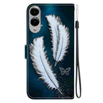 Til Samsung Galaxy S25 Edge cover med mønstertryk, anti-fald, læder flip pung telefoncover med snor