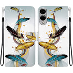 Til Samsung Galaxy S25 Edge cover med mønstertryk, anti-fald, læder flip pung telefoncover med snor