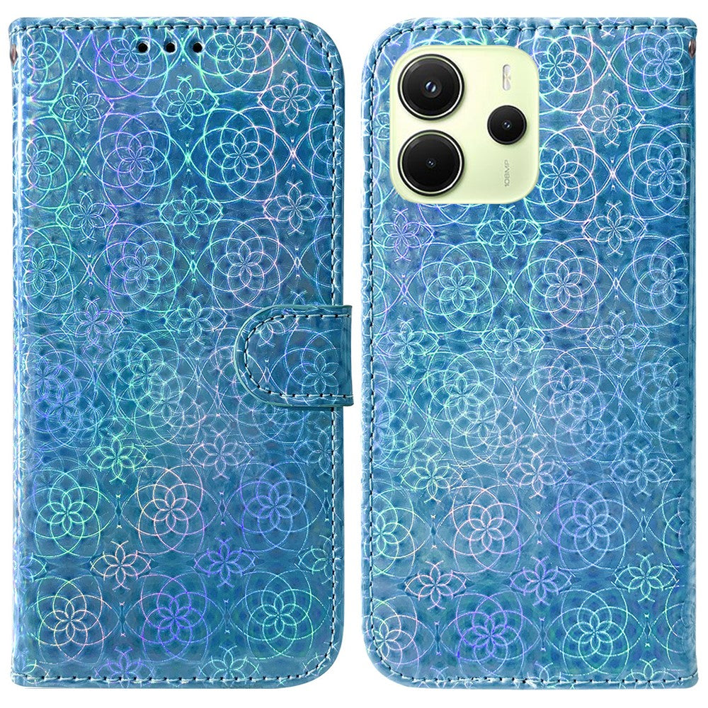 For Xiaomi Redmi Note 14 4G (163.25mm) Stand Case Dazzling Flower Leather Phone Cover