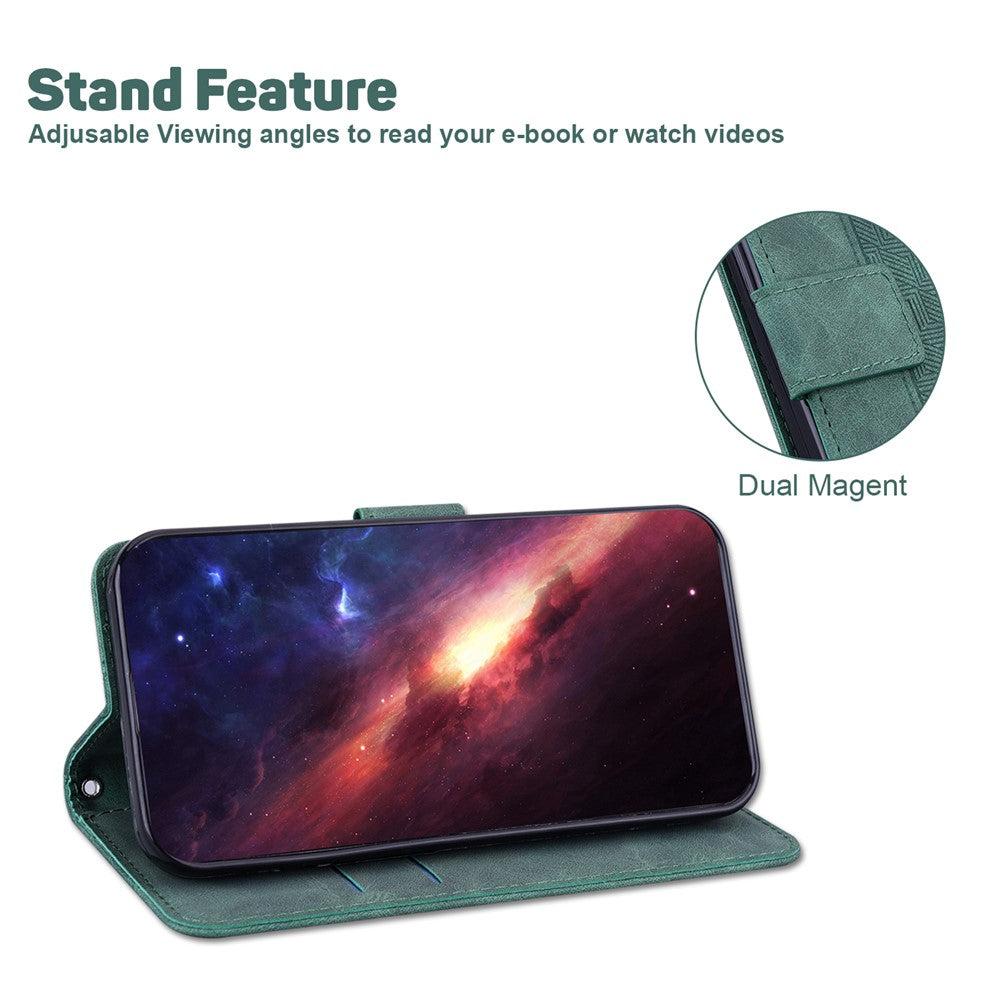 For Xiaomi Redmi Note 14 4G (163.25mm) Case Geometry Pattern Leather Wallet Phone Cover with Wrist Strap