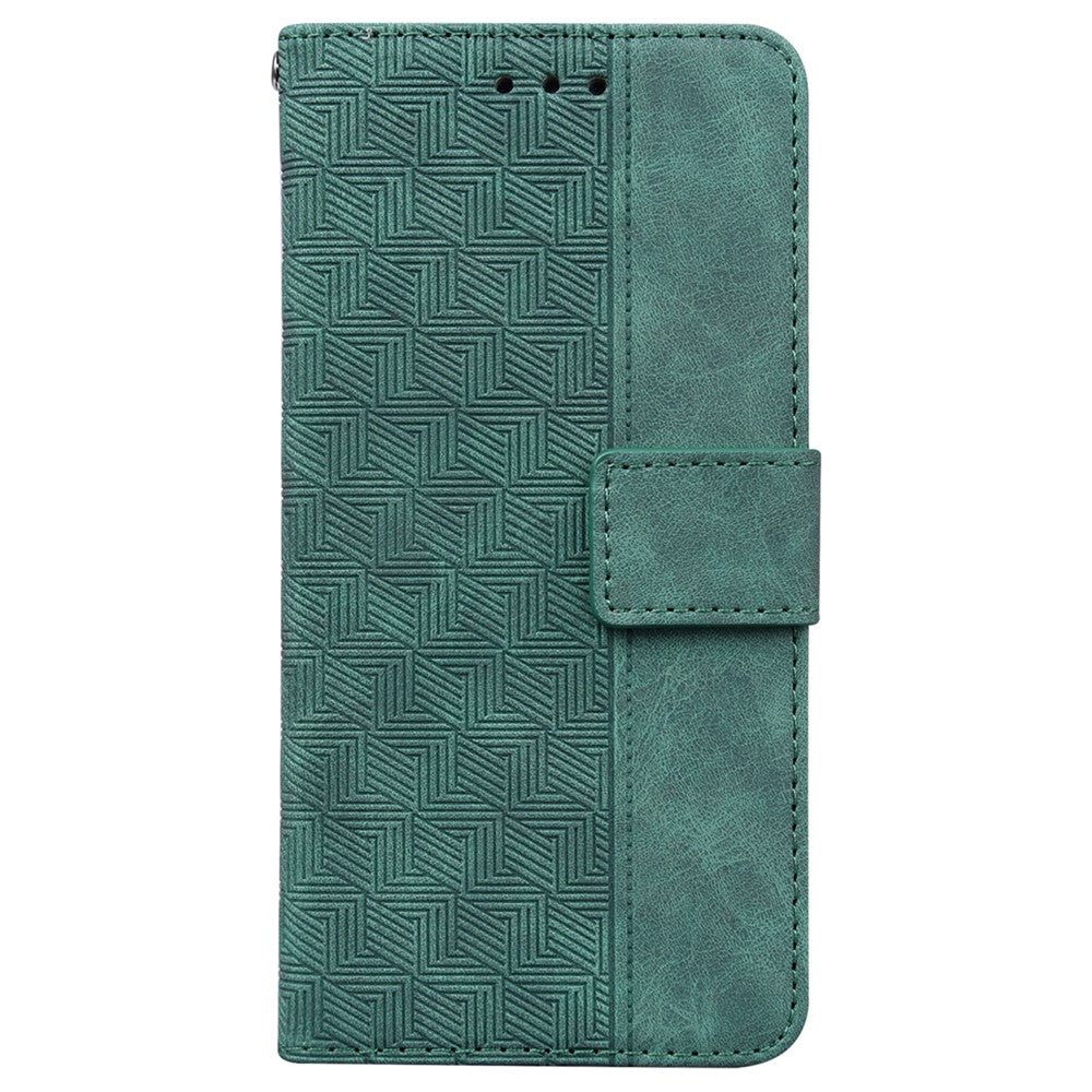 For Xiaomi Redmi Note 14 4G (163.25mm) Case Geometry Pattern Leather Wallet Phone Cover with Wrist Strap