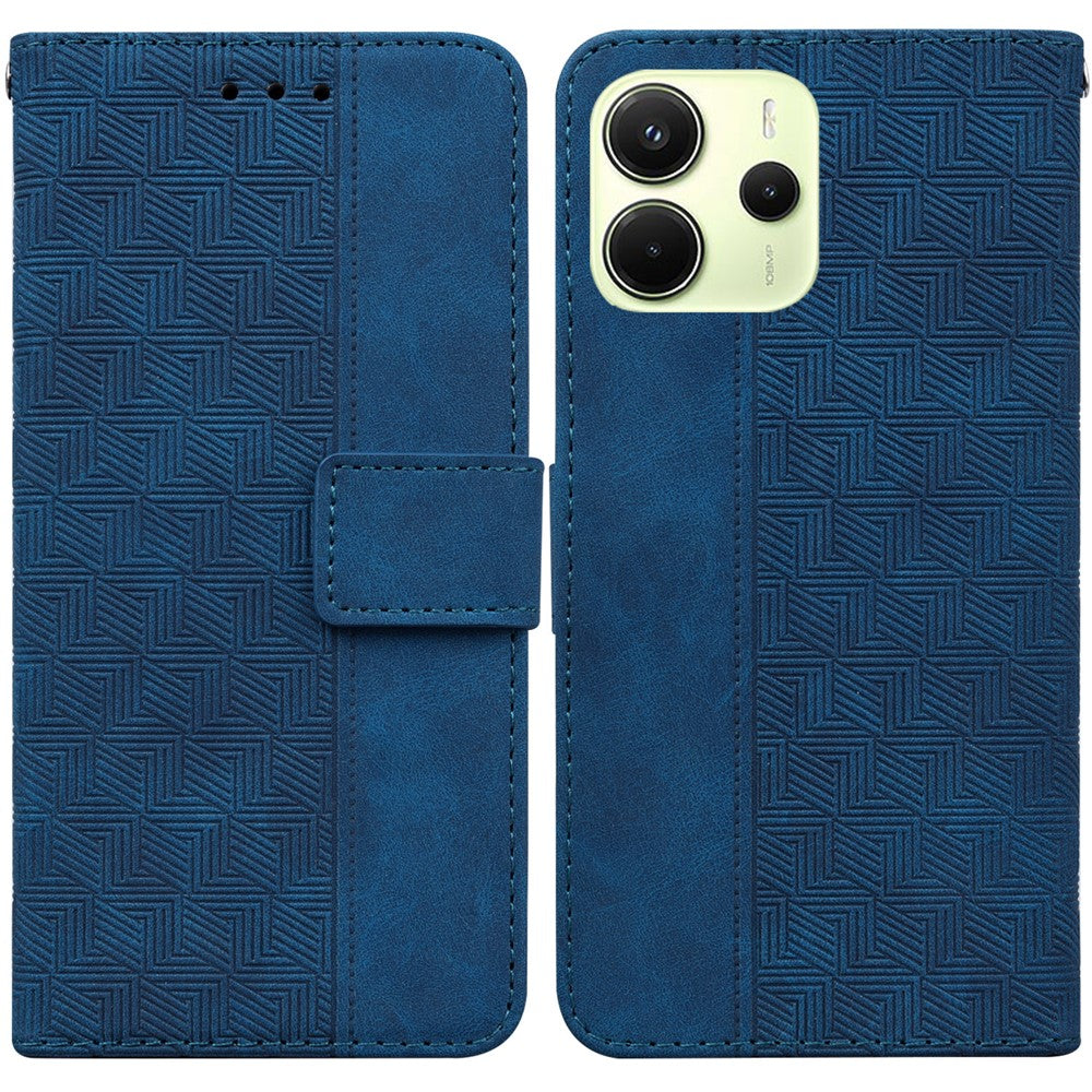 For Xiaomi Redmi Note 14 4G (163.25mm) Case Geometry Pattern Leather Wallet Phone Cover with Wrist Strap