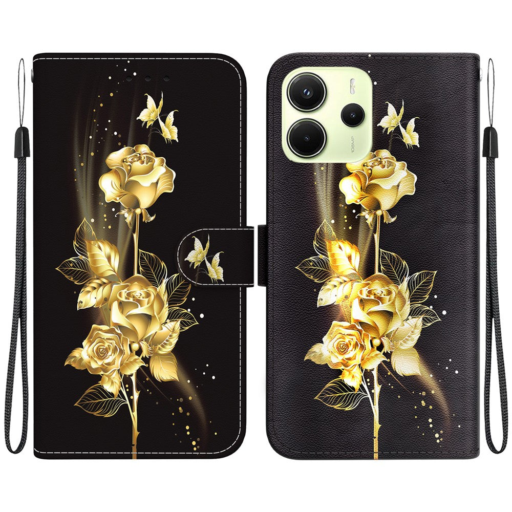 For Xiaomi Redmi Note 14 4G (163.25mm) Wallet Phone Case Anti-Drop Leather Flip Cover Pattern Printing