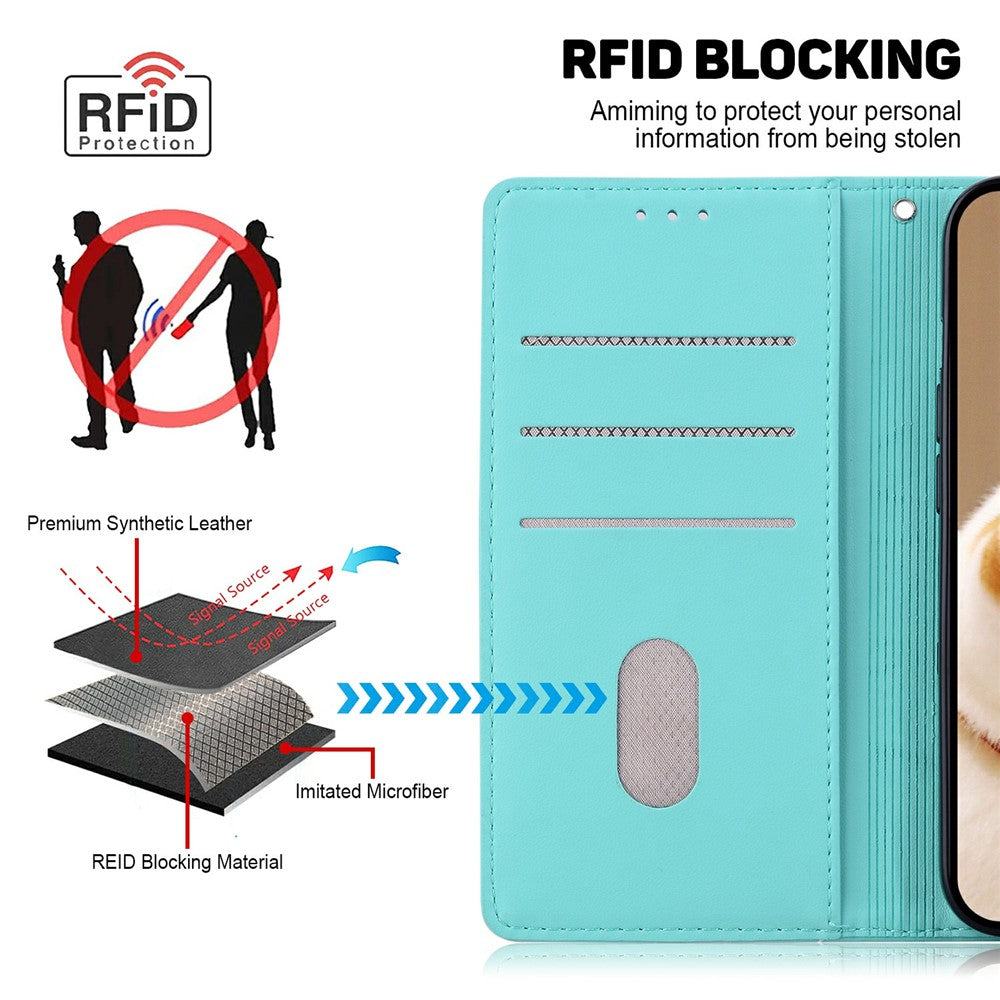 For Xiaomi Redmi Note 14 4G (163.25mm) Case RFID Blocking Kitten Pattern TPU + PU Leather Phone Cover