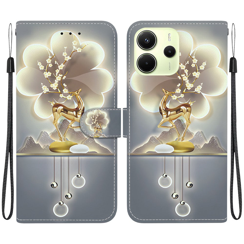 For Xiaomi Redmi Note 14 4G (163.25mm) Case Pattern Printing Anti-Drop Leather Wallet Phone Cover