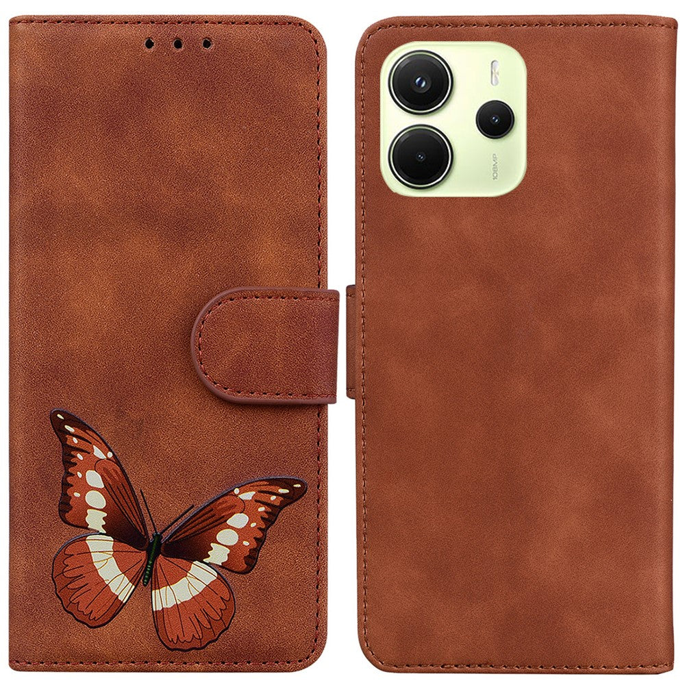 For Xiaomi Redmi Note 14 4G (163.25mm) Stand Case PU Leather Phone Cover Butterfly Printed