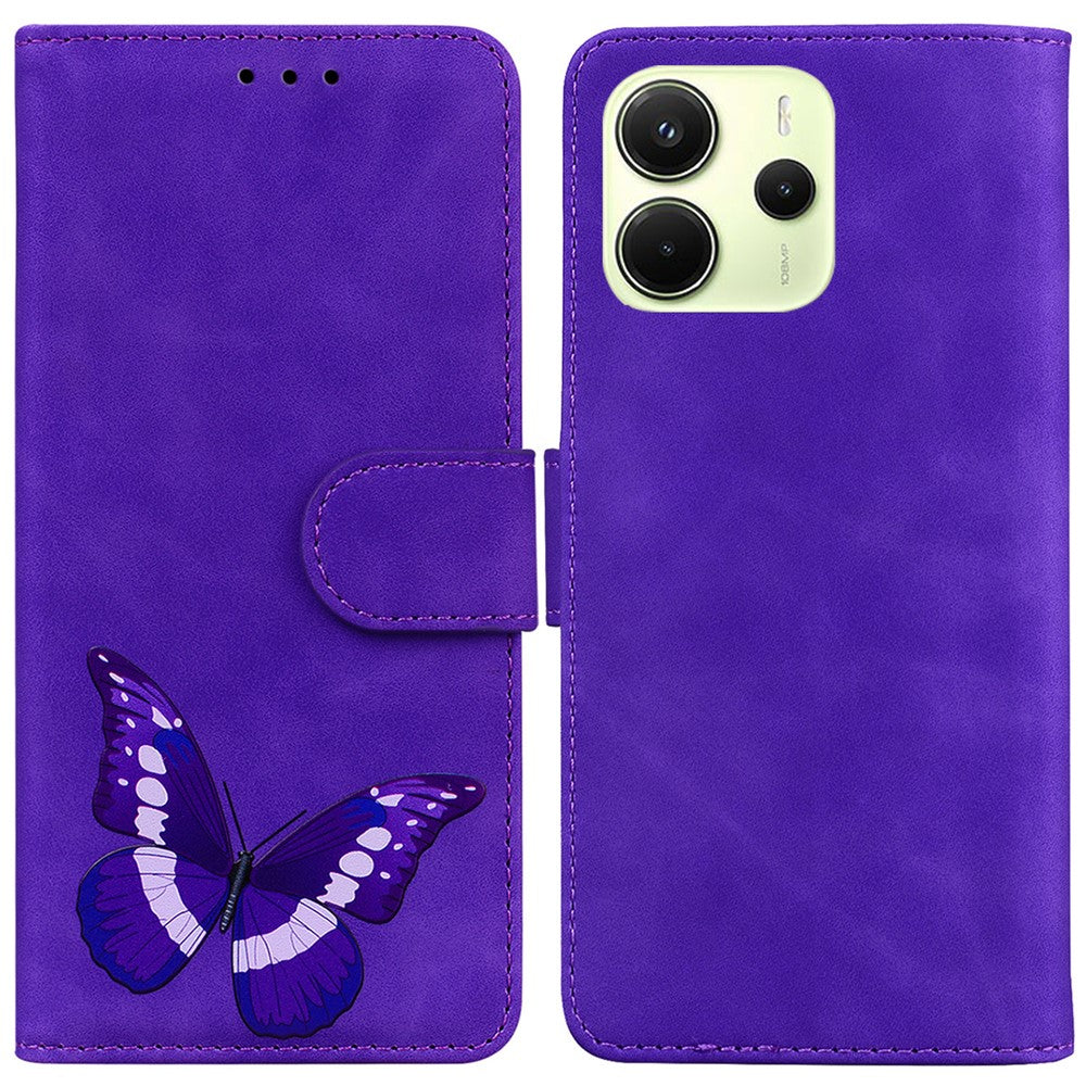 For Xiaomi Redmi Note 14 4G (163.25mm) Stand Case PU Leather Phone Cover Butterfly Printed