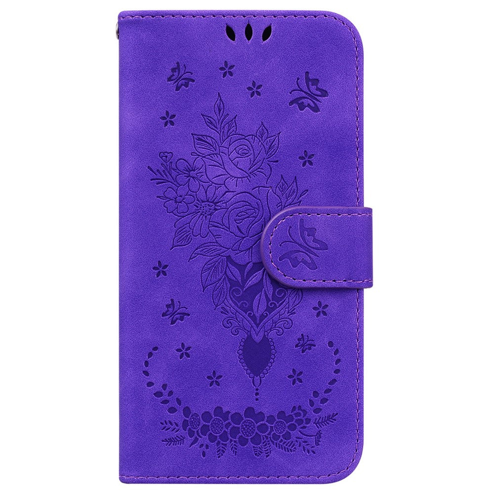 For Xiaomi Redmi Note 14 4G (163.25mm) Case PU Leather Wallet Phone Cover Butterfly Flower Imprint