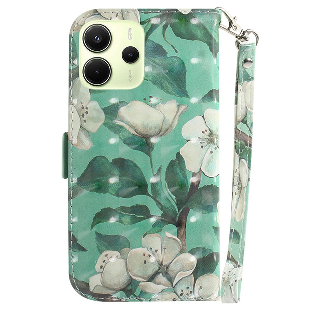 For Xiaomi Redmi Note 14 4G (163.25mm) Case Pattern Printing Leather Wallet Phone Cover with Wrist Strap