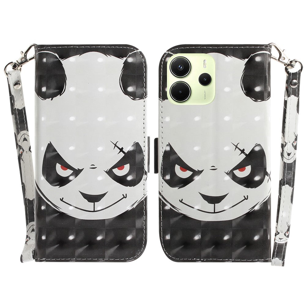For Xiaomi Redmi Note 14 4G (163.25mm) Case Pattern Printing Leather Wallet Phone Cover with Wrist Strap