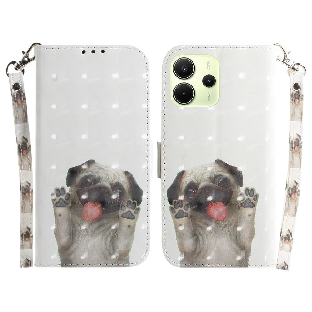 For Xiaomi Redmi Note 14 4G (163.25mm) Case Pattern Printing Leather Wallet Phone Cover with Wrist Strap