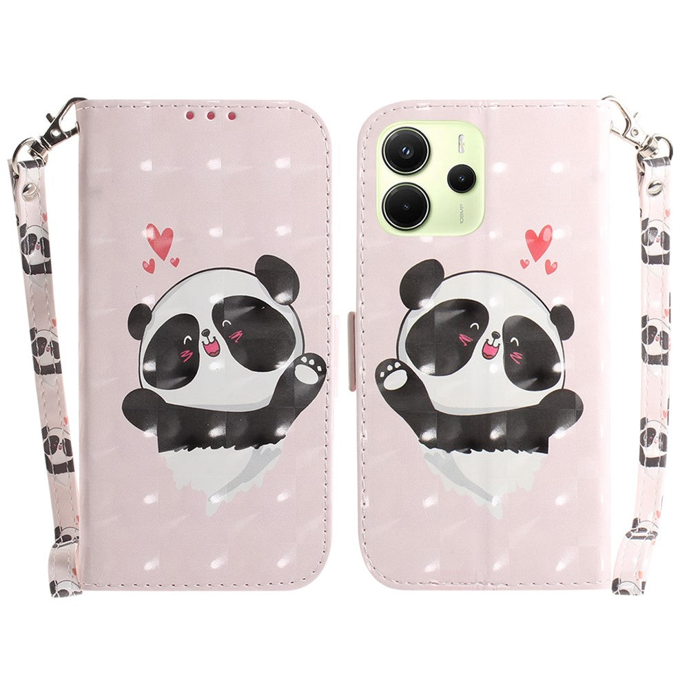 For Xiaomi Redmi Note 14 4G (163.25mm) Case Pattern Printing Leather Wallet Phone Cover with Wrist Strap