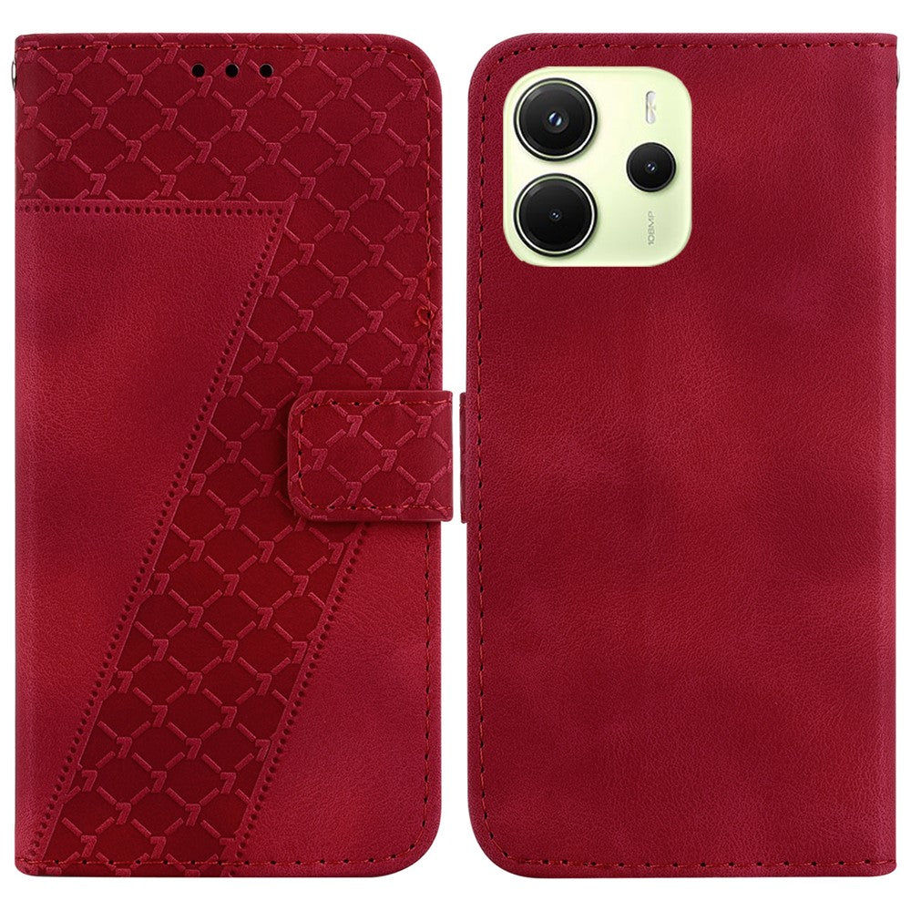 For Xiaomi Redmi Note 14 4G (163.25mm) Stand Case 7-Shaped Pattern Imprint Leather Phone Cover
