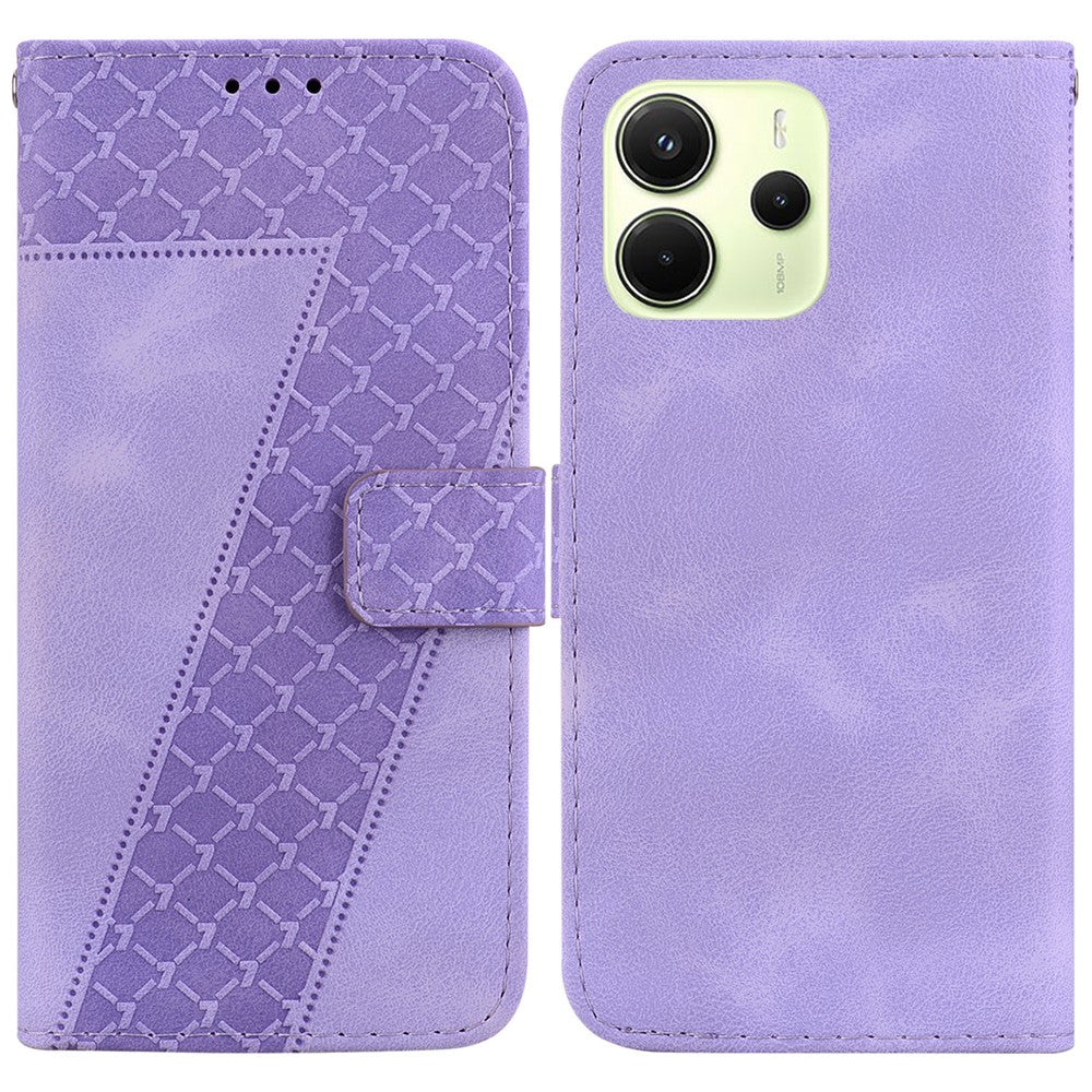 For Xiaomi Redmi Note 14 4G (163.25mm) Stand Case 7-Shaped Pattern Imprint Leather Phone Cover