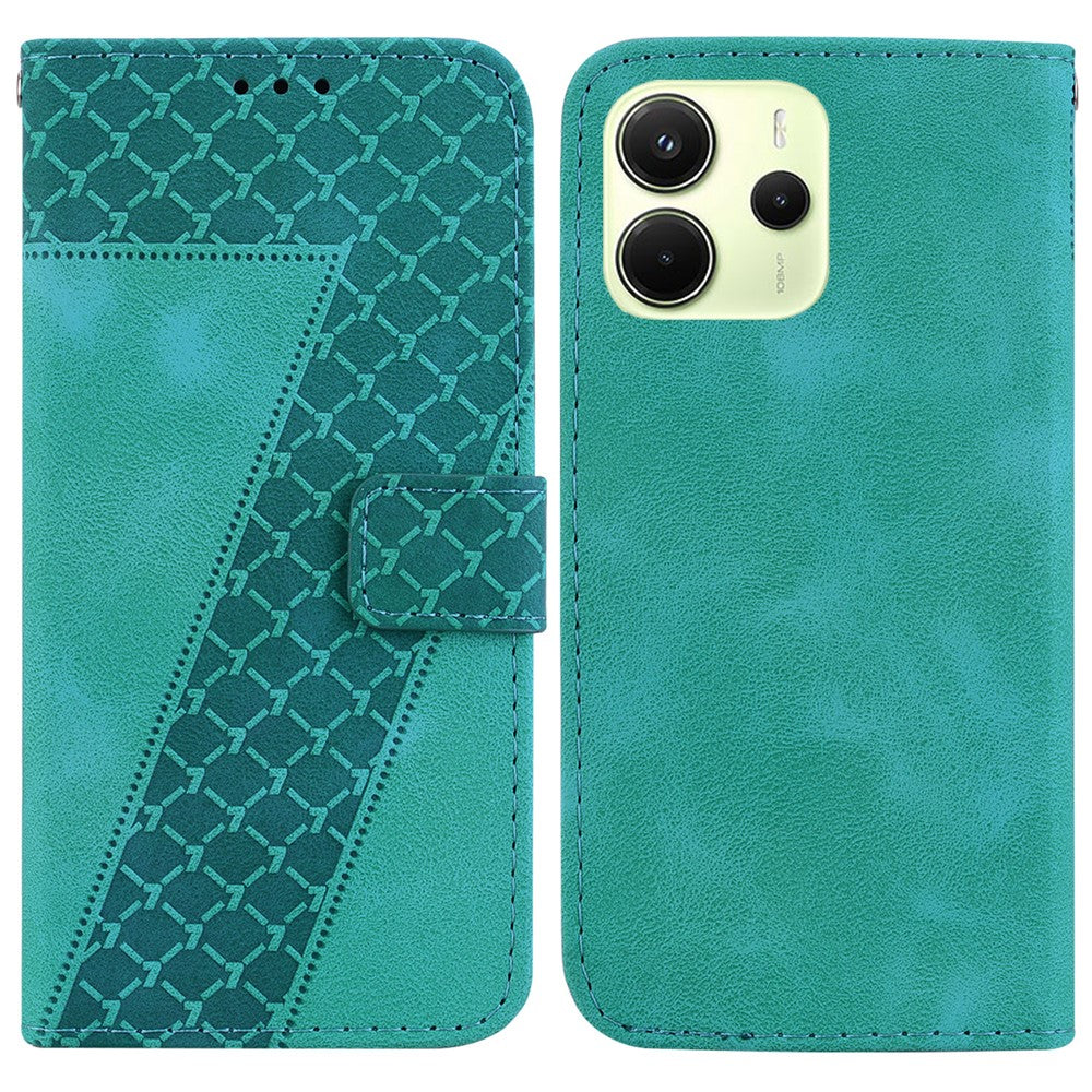 For Xiaomi Redmi Note 14 4G (163.25mm) Stand Case 7-Shaped Pattern Imprint Leather Phone Cover