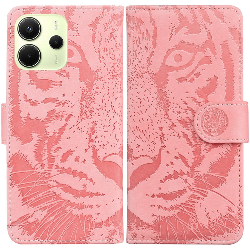 For Xiaomi Redmi Note 14 4G (163.25mm) Case Tiger Imprint Leather Wallet Phone Cover
