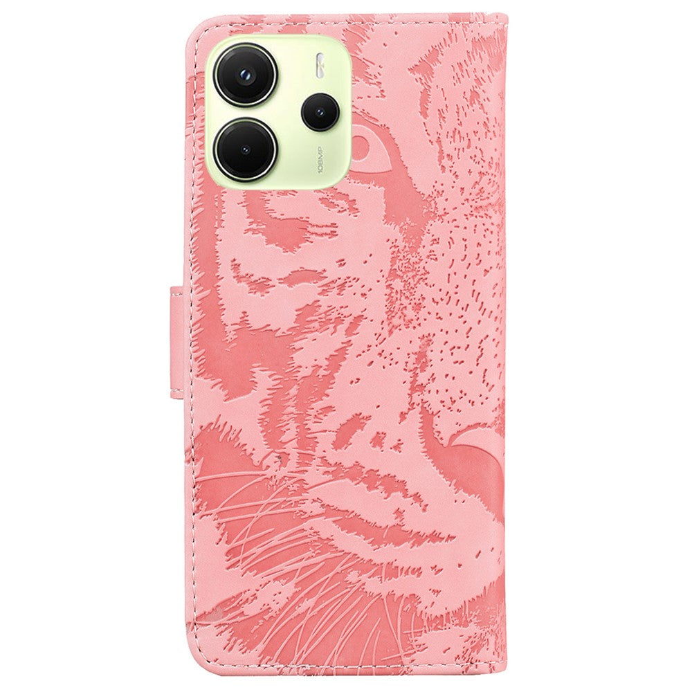 For Xiaomi Redmi Note 14 4G (163.25mm) Case Tiger Imprint Leather Wallet Phone Cover