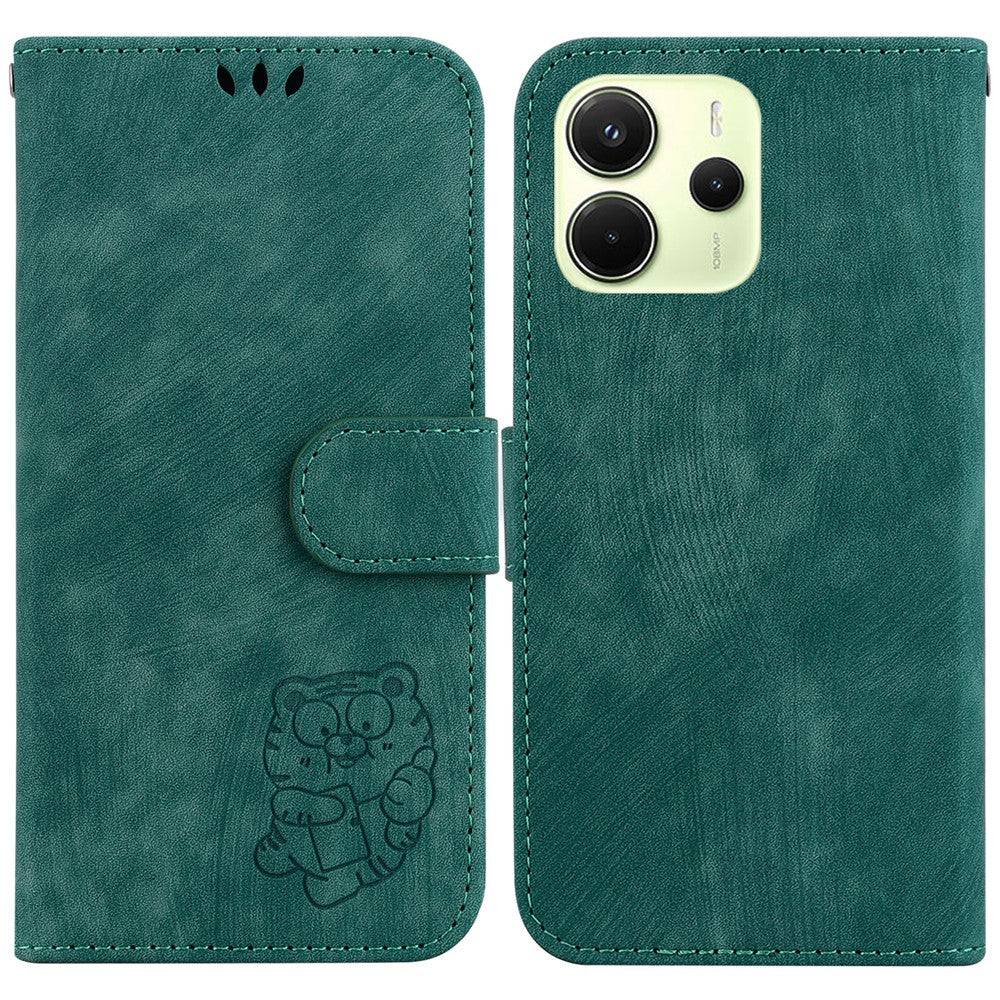 For Xiaomi Redmi Note 14 4G (163.25mm) Wallet Case Tiger Imprint Leather Shockproof Phone Cover