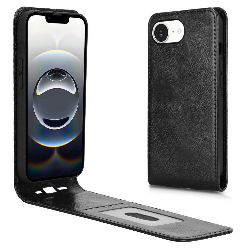 For iPhone 17e / 16e Case with Card Slot Magnetic Vertical Flip Leather Phone Cover