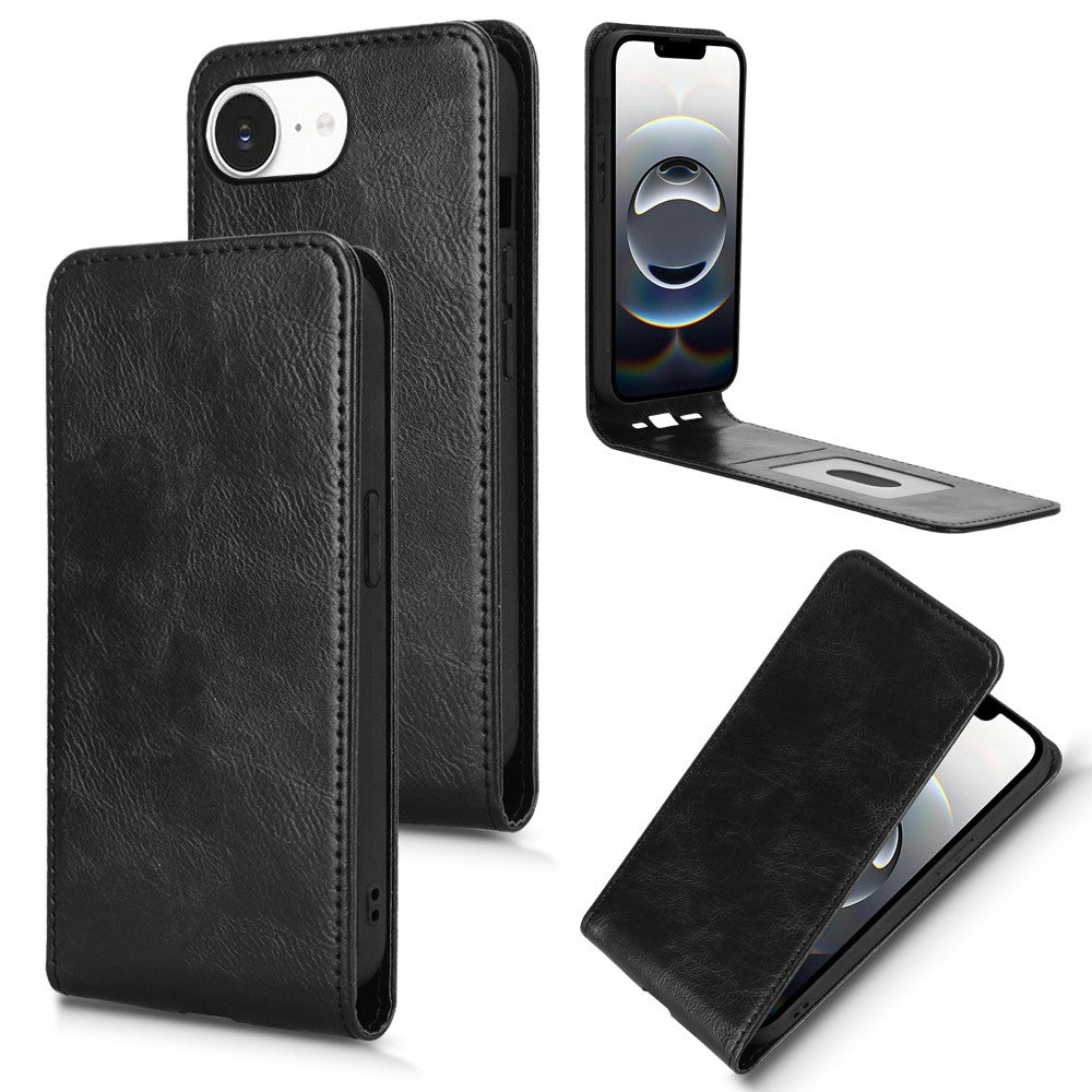 For iPhone 17e / 16e Case with Card Slot Magnetic Vertical Flip Leather Phone Cover
