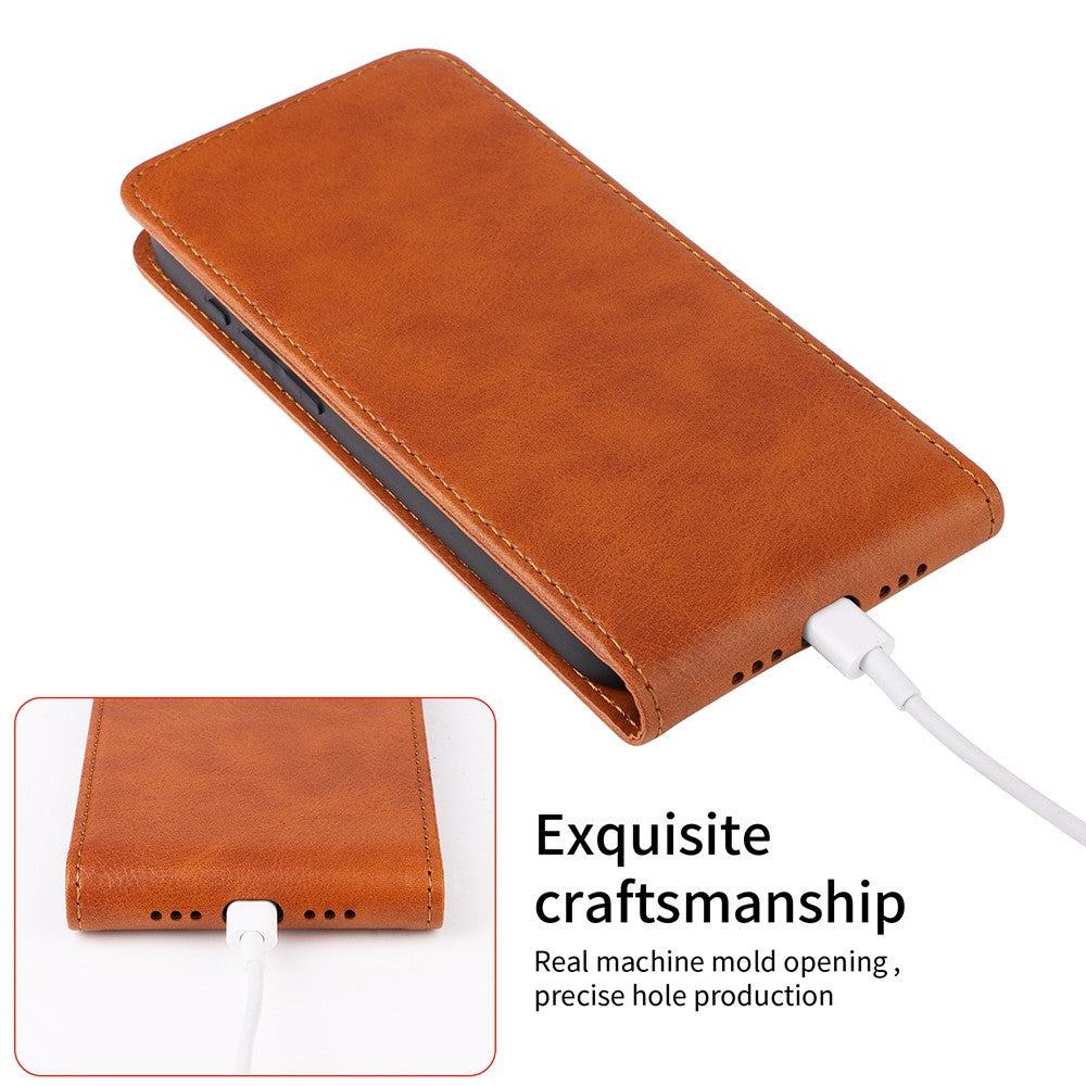 For iPhone 17e / 16e Case with Card Slot Magnetic Vertical Flip Leather Phone Cover
