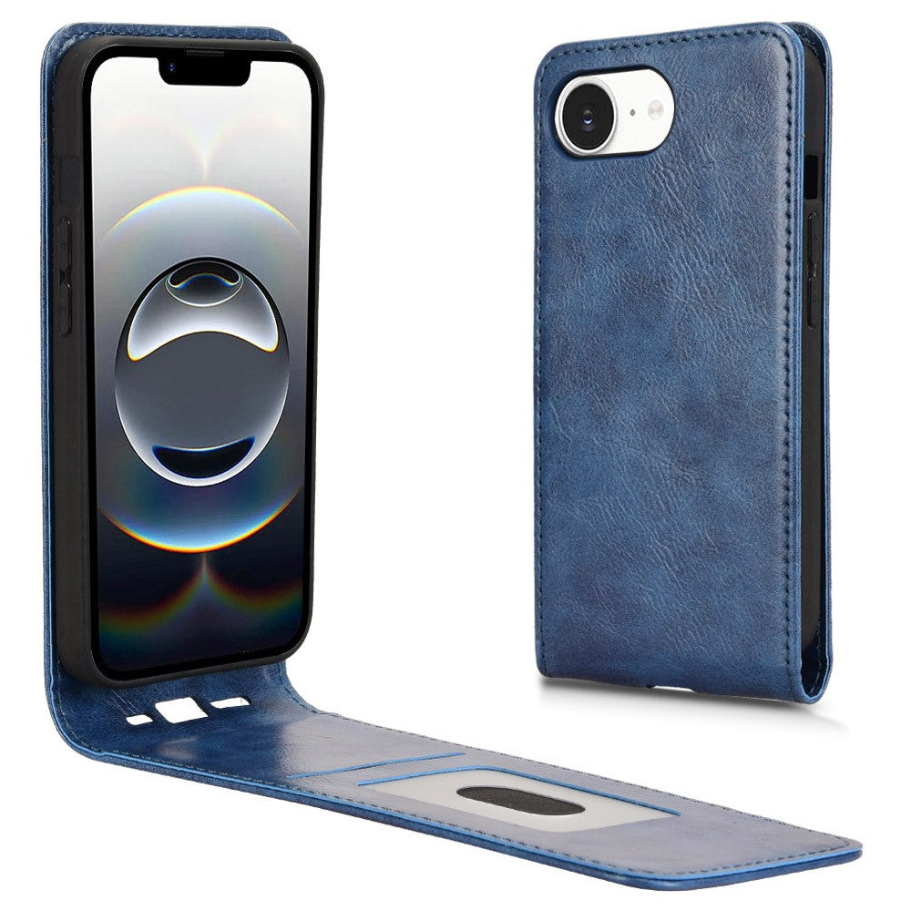 For iPhone 17e / 16e Case with Card Slot Magnetic Vertical Flip Leather Phone Cover