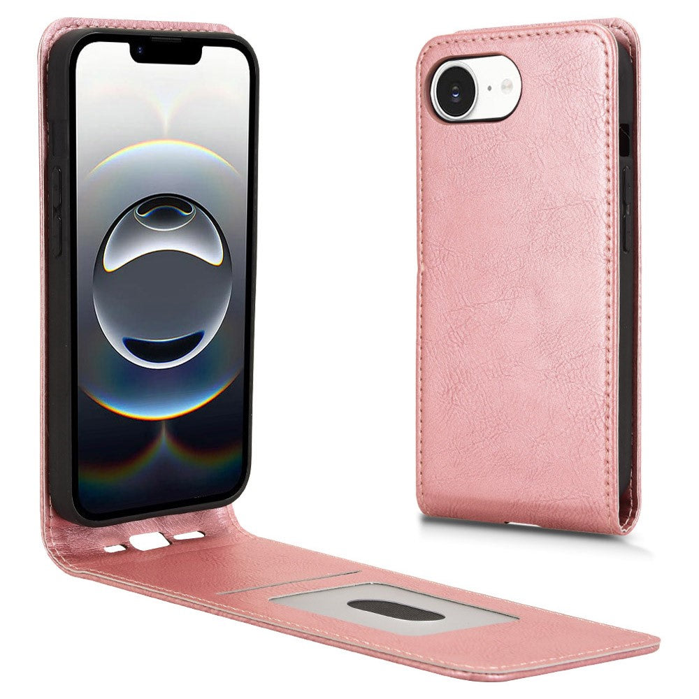 For iPhone 17e / 16e Case with Card Slot Magnetic Vertical Flip Leather Phone Cover