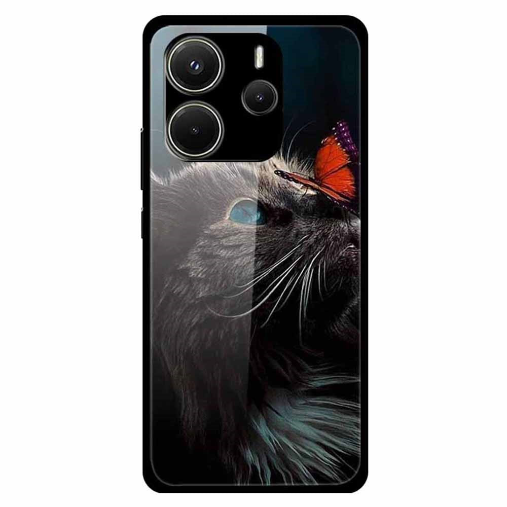 For Xiaomi Redmi Note 14 4G (163.25mm) Case Pattern Print Tempered Glass Cell Phone Cover