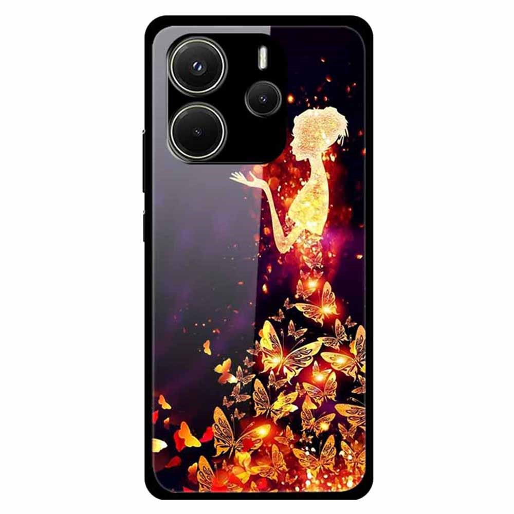 For Xiaomi Redmi Note 14 4G (163.25mm) Case Pattern Print Tempered Glass Cell Phone Cover