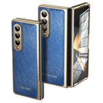 For Samsung Galaxy Z Fold4 5G Case PU Leather Coated PC Electroplated Phone Cover Built In Screen Protector